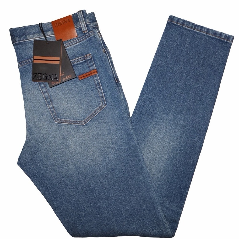 NWT Zegna Slim Fit Blue Jeans. Mens Size 34. 34x34 Stretch